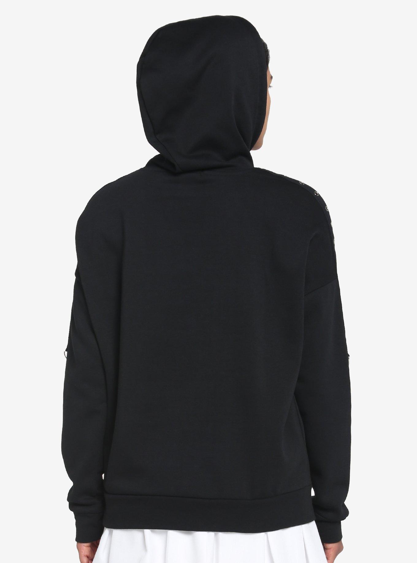 Black Grommet Girls Oversized Hoodie, BLACK, alternate