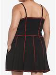 Black & Red Contrast Stitch Corset Girls Tank Top Plus Size, BLACK, alternate