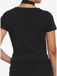 Black Heart Choker Girls Crop T-Shirt, BLACK, alternate