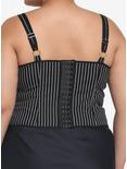 Black & White Pinstripe Lace-Up Corset Top Plus Size, PINSTRIPE, alternate