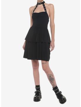 Black Choker Tiered Dress, , hi-res
