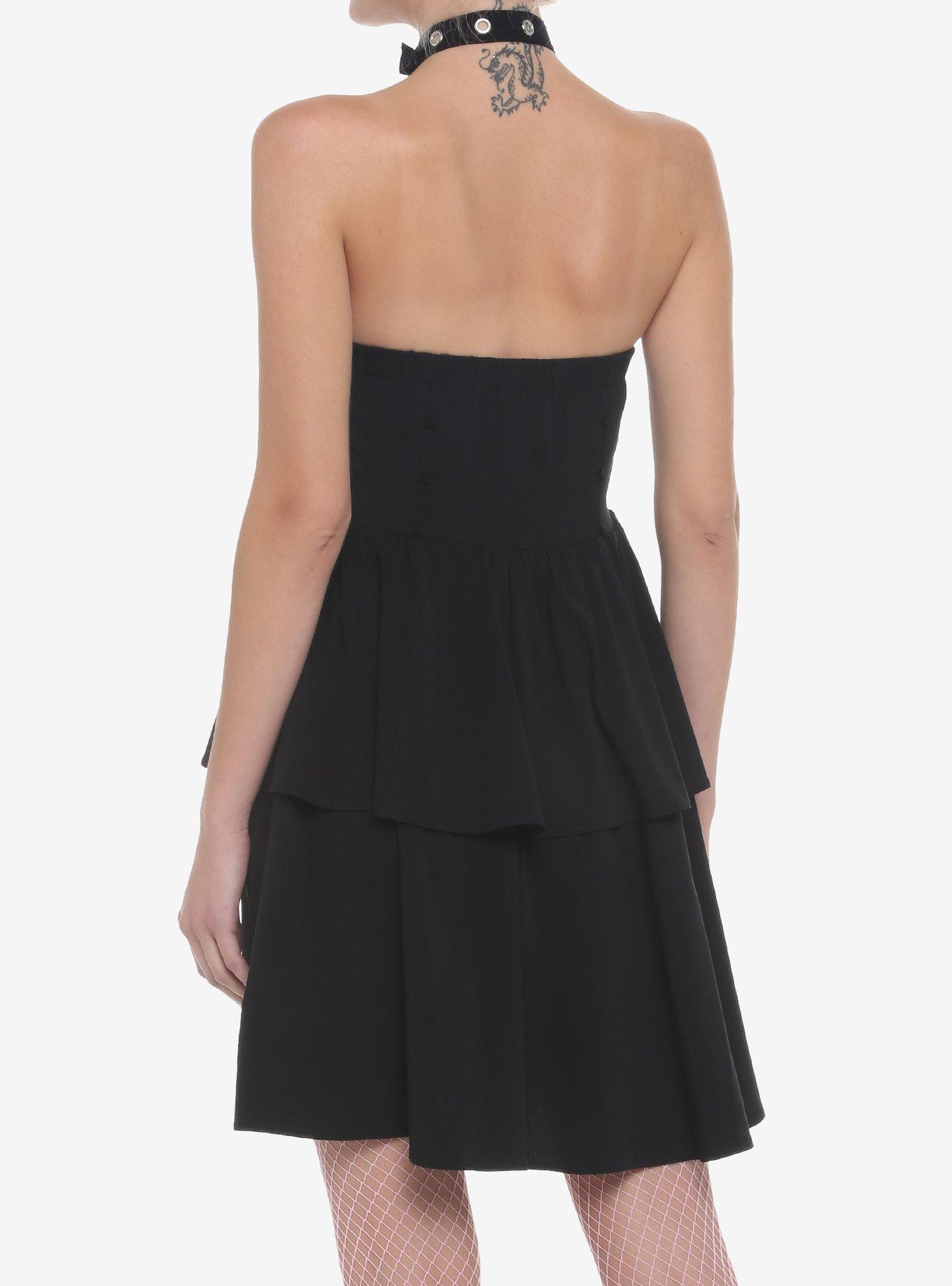 Black Choker Tiered Dress, BLACK, alternate