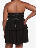 Black Grommet Choker Tiered Dress Plus Size, BLACK, alternate