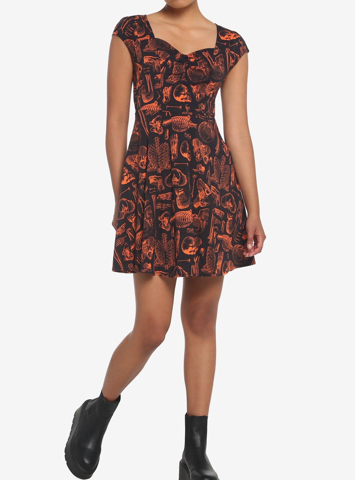 Black & Orange Anatomy Dress, , hi-res