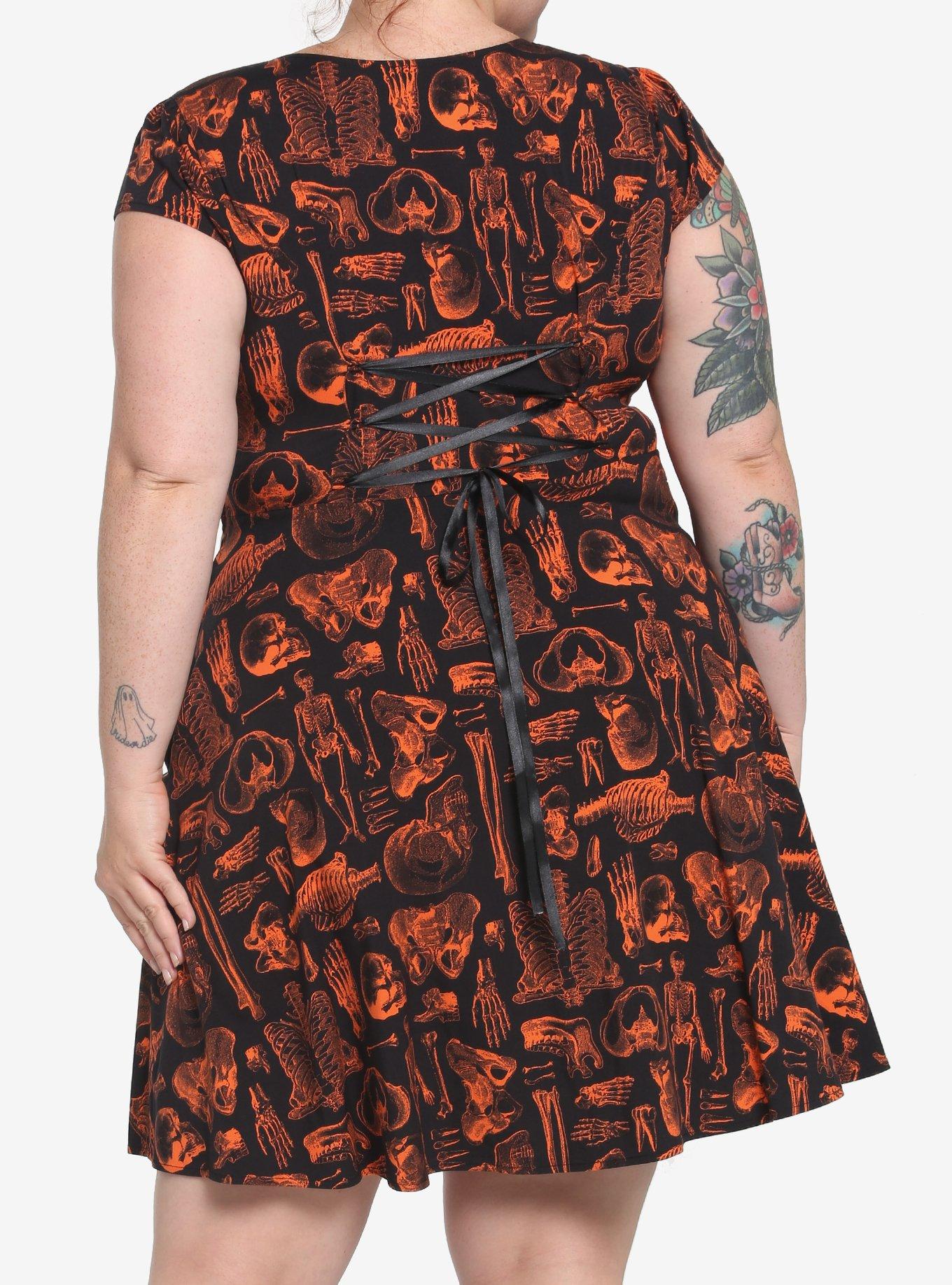 Black & Orange Anatomy Dress Plus Size, BLACK, alternate