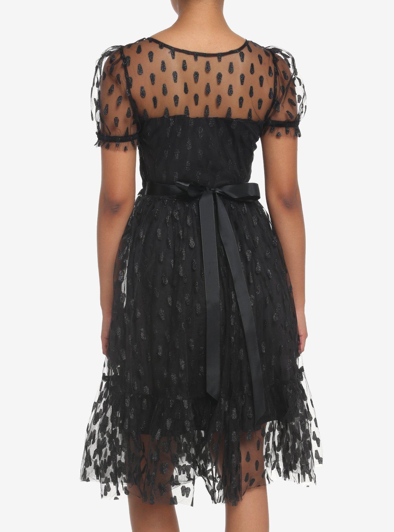 Coffin Glitter Mesh Dress, BLACK, alternate