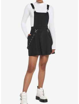 Black Grommet Suspender Skirtall, , hi-res