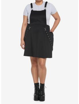 Black Grommet Suspender Skirtall Plus Size, , hi-res
