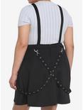 Black Grommet Suspender Skirtall Plus Size, BLACK, alternate