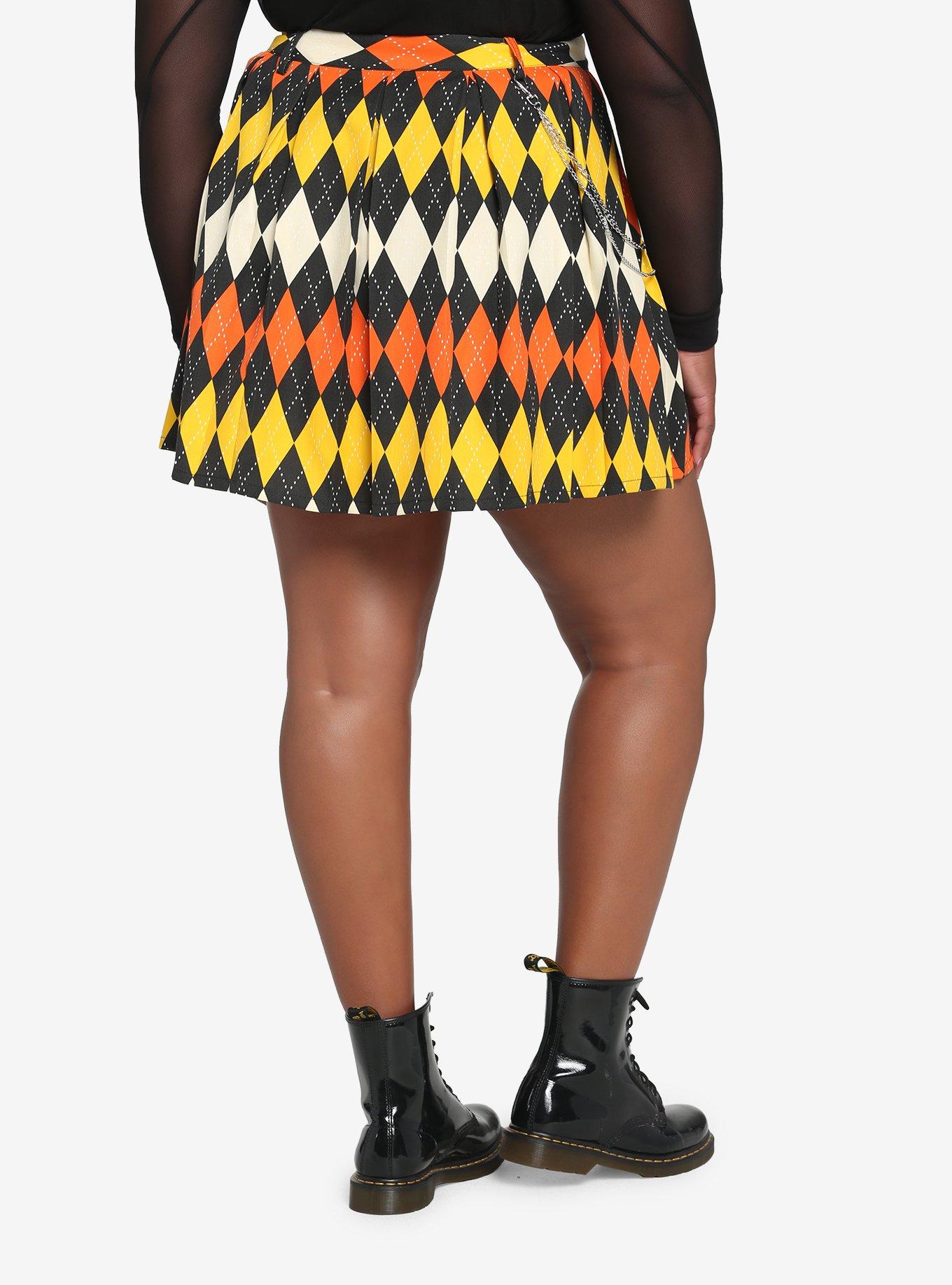Orange Argyle Chain Skirt Plus Size, ARGYLE COAST, alternate