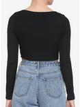 Black Corset Waist Girls Crop Long-Sleeve Top, BLACK, alternate