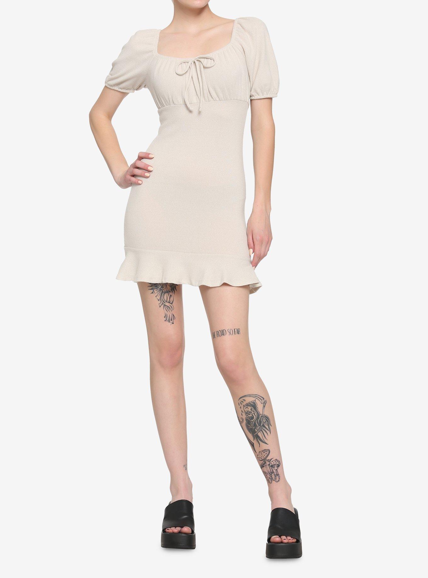 Ivory Ruffle Empire Dress, IVORY, alternate