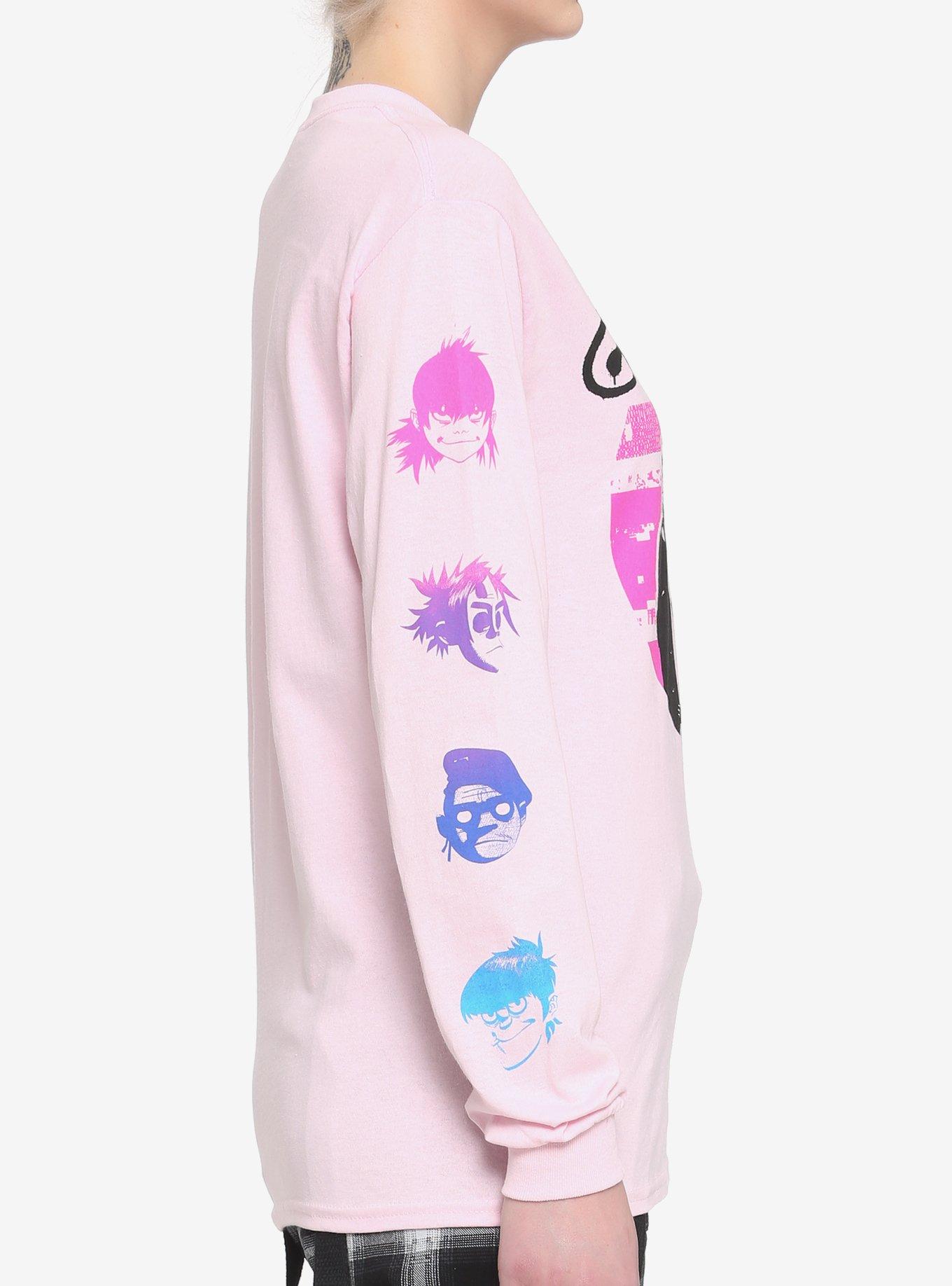 Gorillaz Pastel Pink Group Long-Sleeve T-Shirt, PINK, alternate