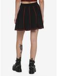 Black & Red Contrast Stitch Skirt, BLACK  RED, alternate
