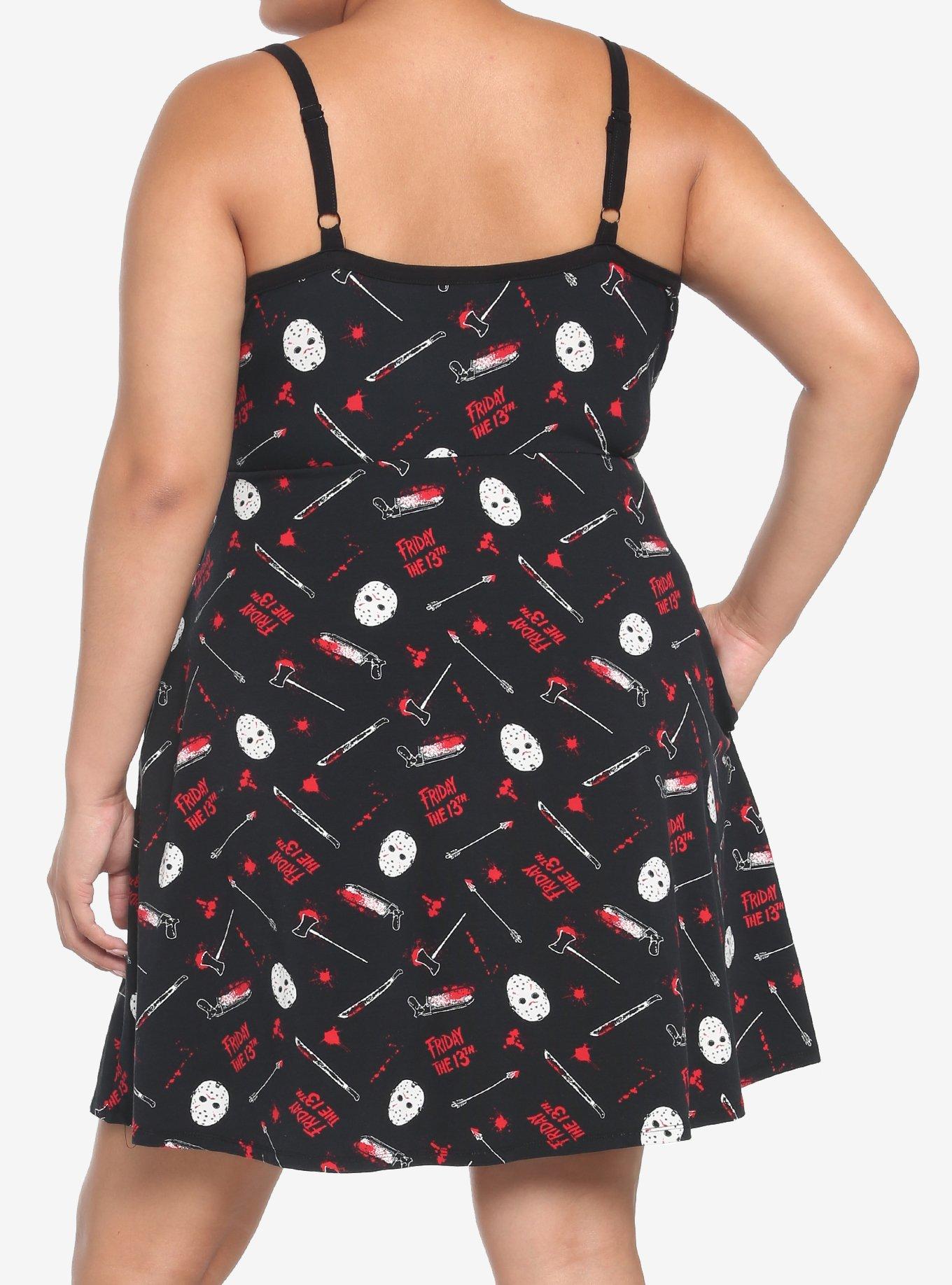 Friday The 13th Jason Bloody Weapons Strappy Dress Plus Size, MULTI, alternate