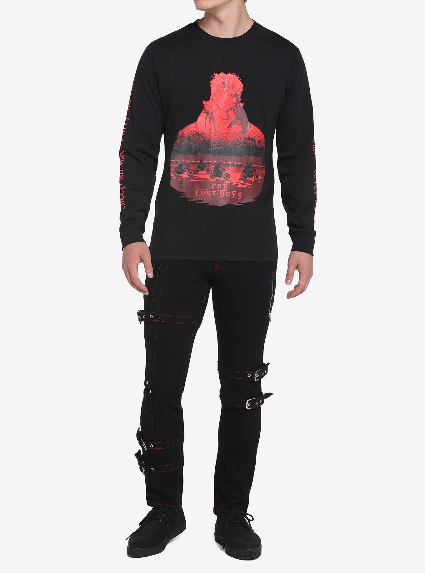 The Lost Boys Never Grow Old Long-Sleeve T-Shirt, BLACK  RED, alternate