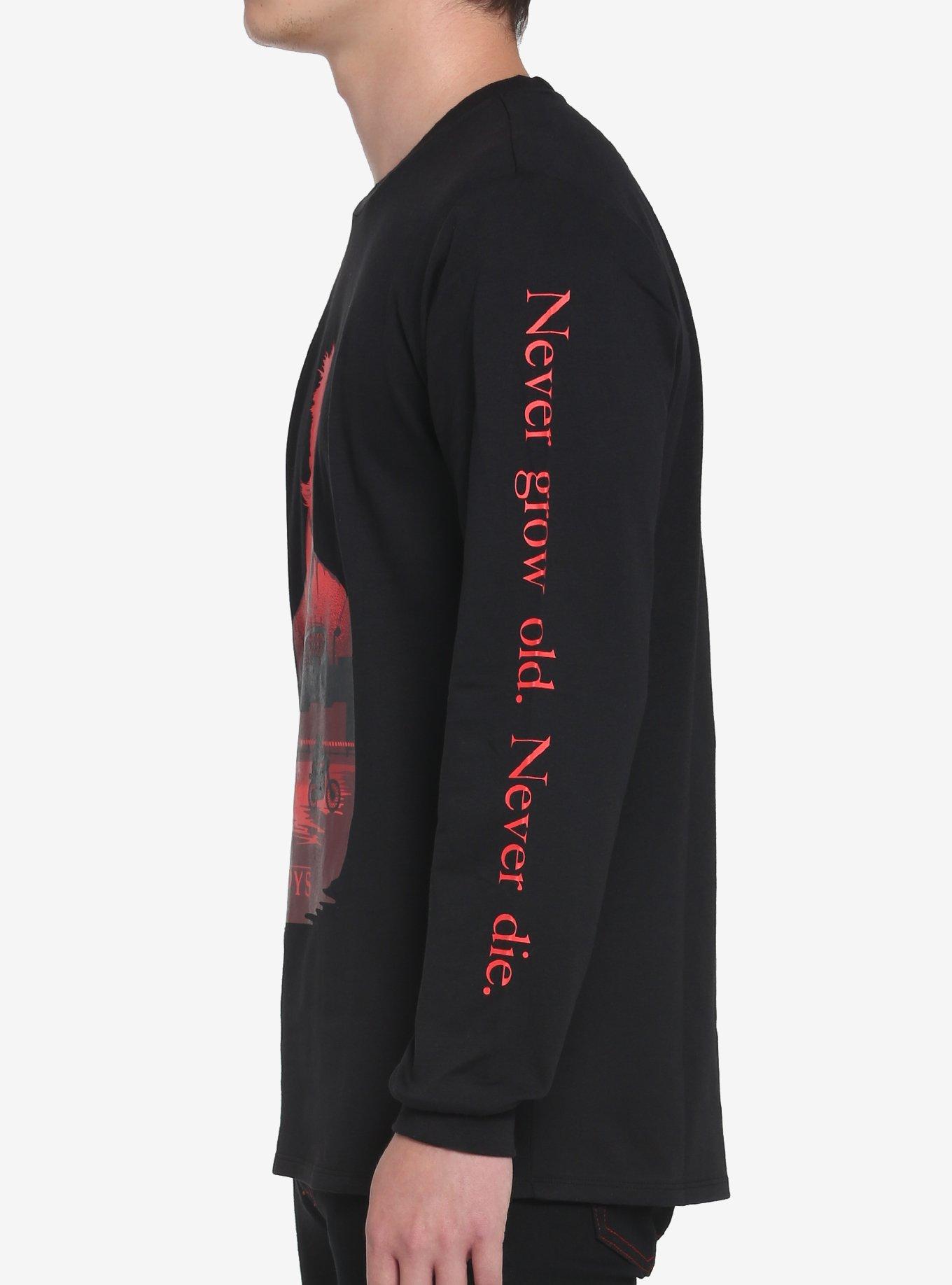 The Lost Boys Never Grow Old Long-Sleeve T-Shirt, BLACK  RED, alternate
