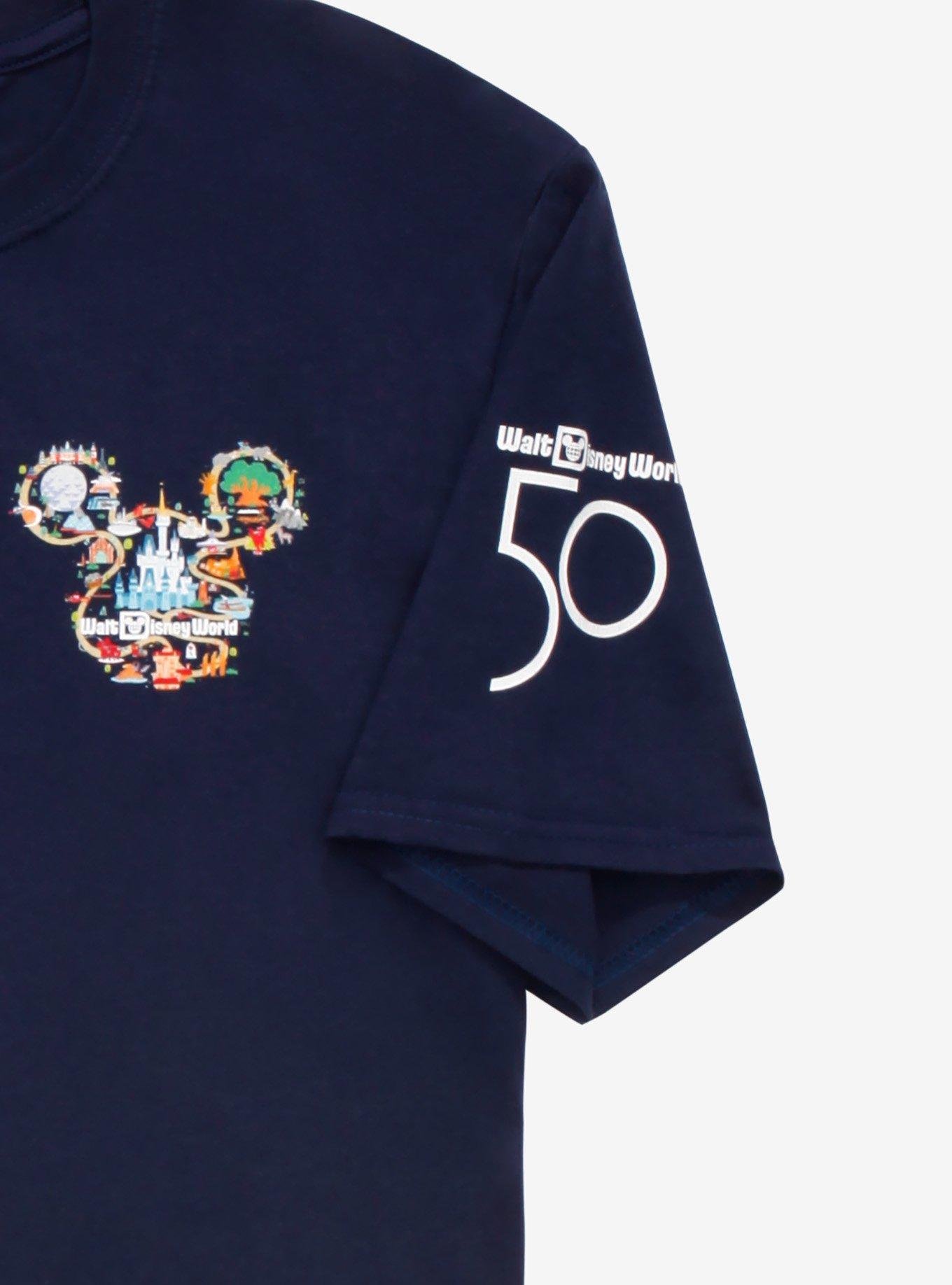 Disney Walt Disney World 50th Anniversary Mickey Mouse Map & Attractions T-Shirt - BoxLunch Exclusive, NAVY, alternate