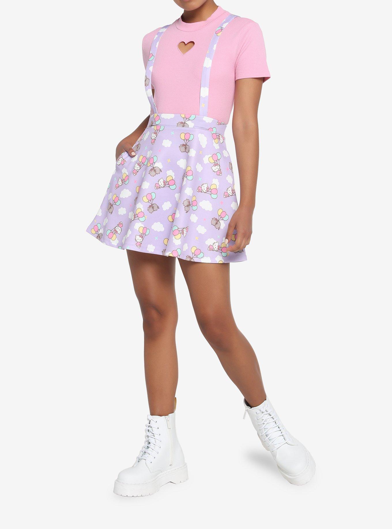 Hello Kitty X Pusheen Lavender Suspender Skirt, MULTI, alternate