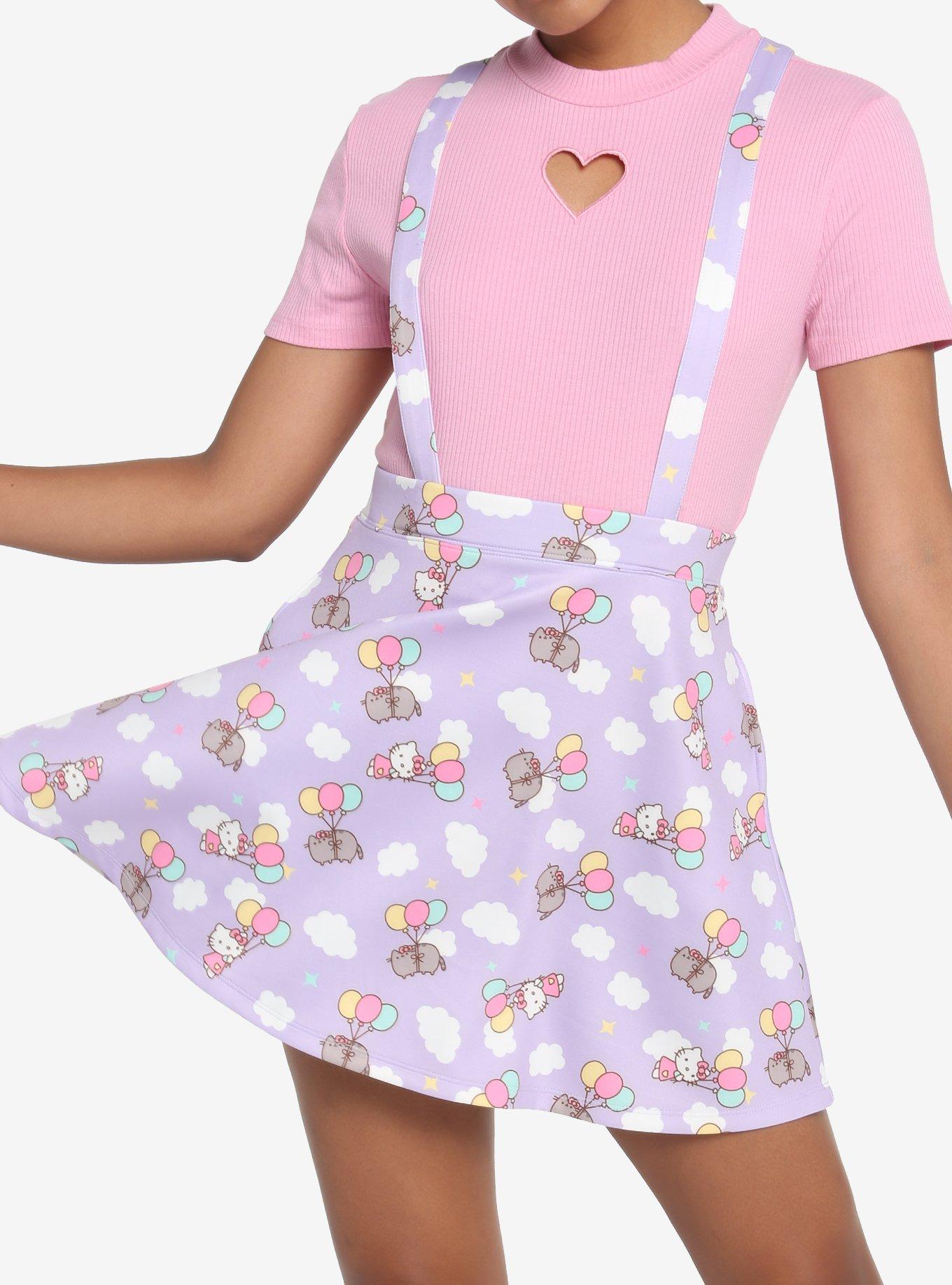 Hello Kitty X Pusheen Lavender Suspender Skirt, MULTI, alternate