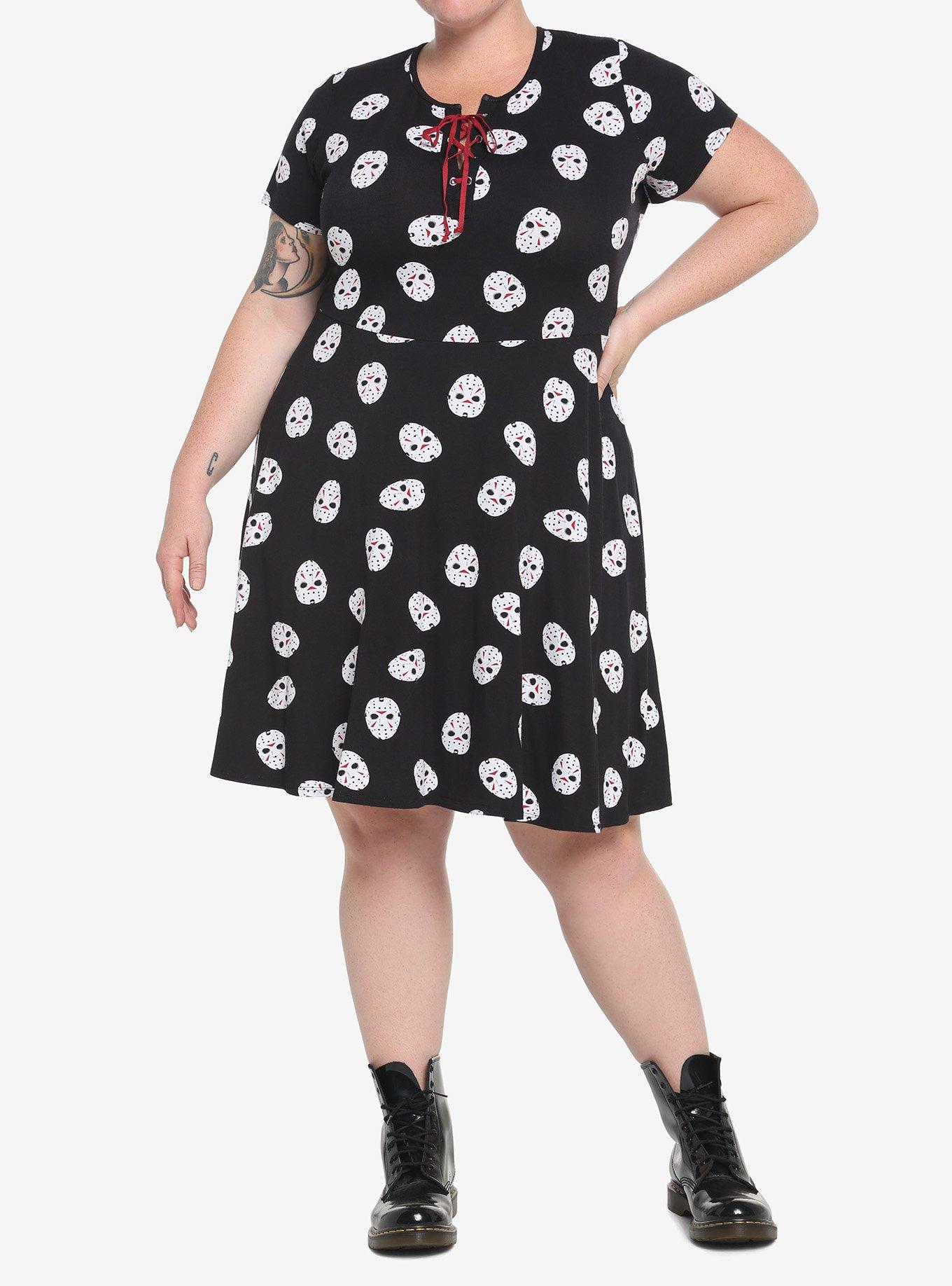 Friday The 13th Jason Mask Skater Dress Plus Size, MULTI, alternate