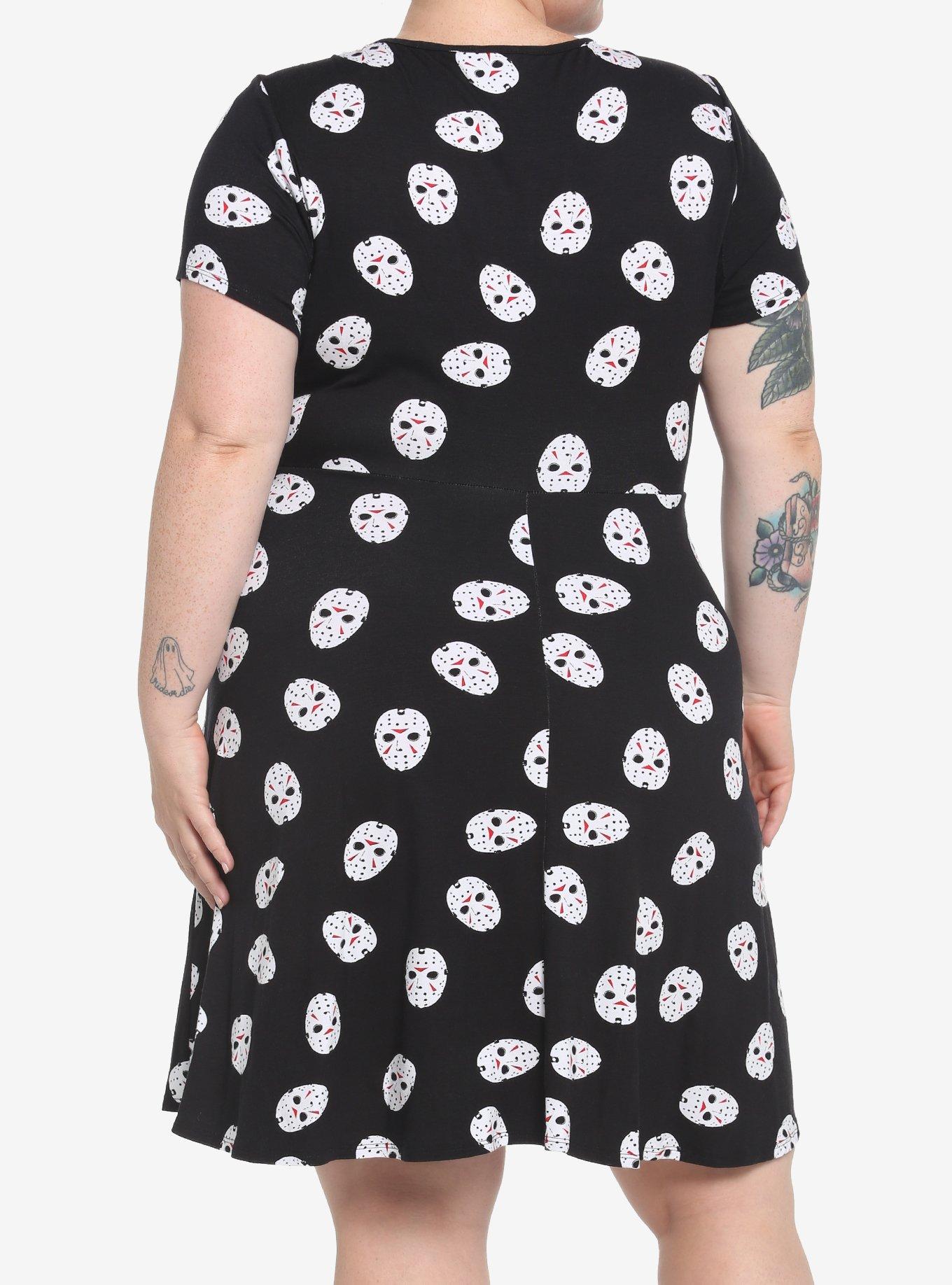 Friday The 13th Jason Mask Skater Dress Plus Size, MULTI, alternate