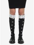 Crescent Moon Lace Ruffle Knee-High Socks, , alternate