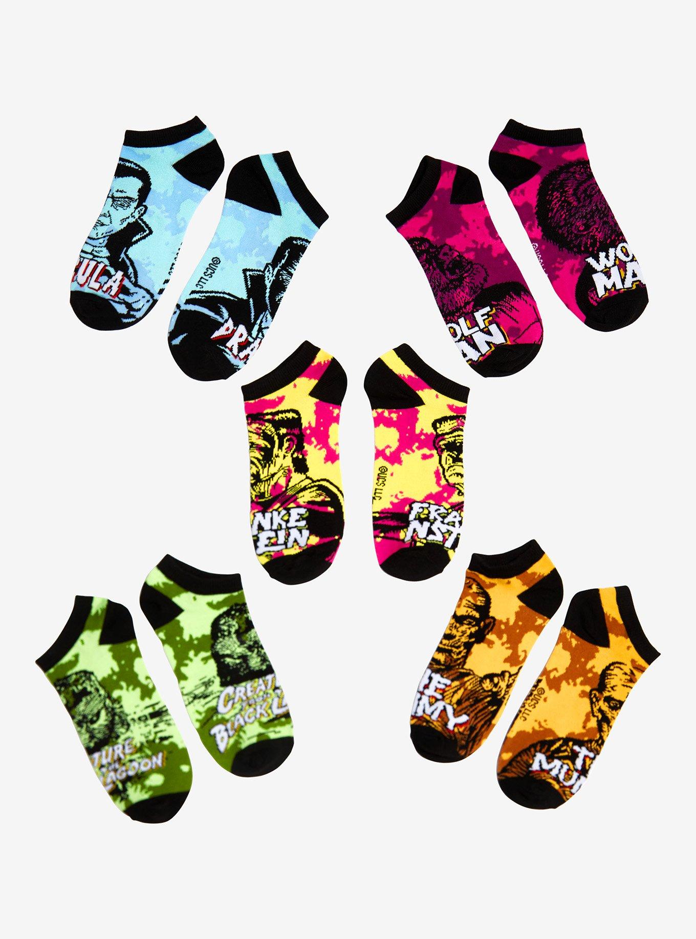 Universal Monsters Tie-Dye No-Show Socks 5 Pack, , alternate