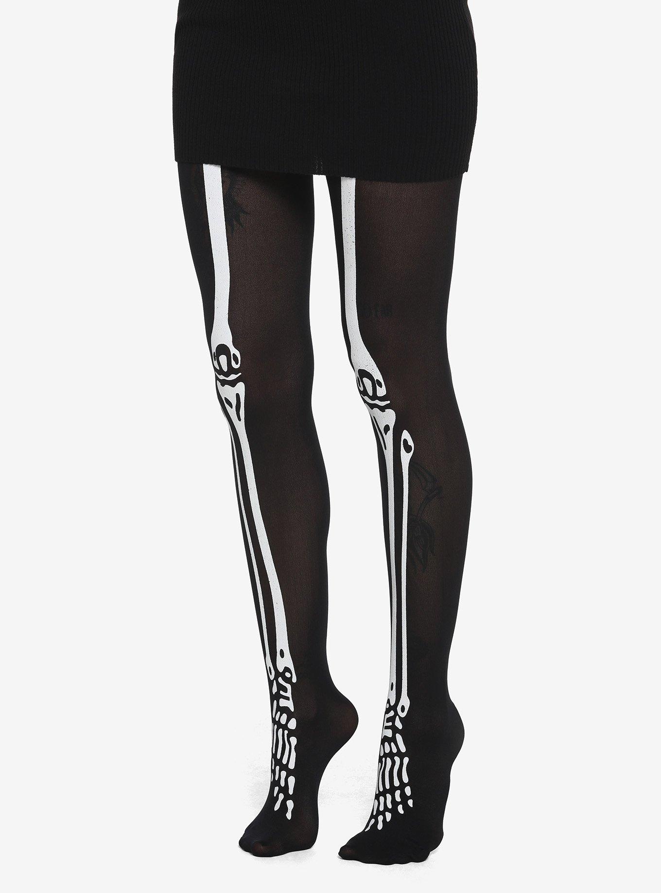 Glow-In-The-Dark Skeleton Tights, , alternate