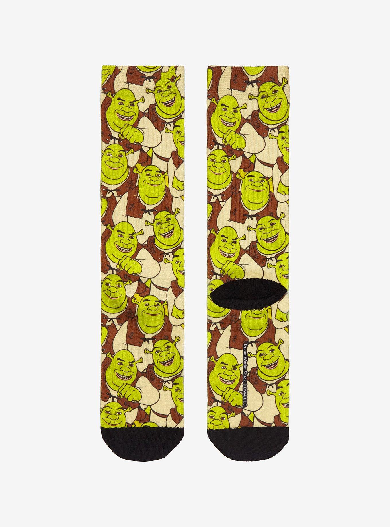 Shrek Face Collage Crew Socks, , alternate