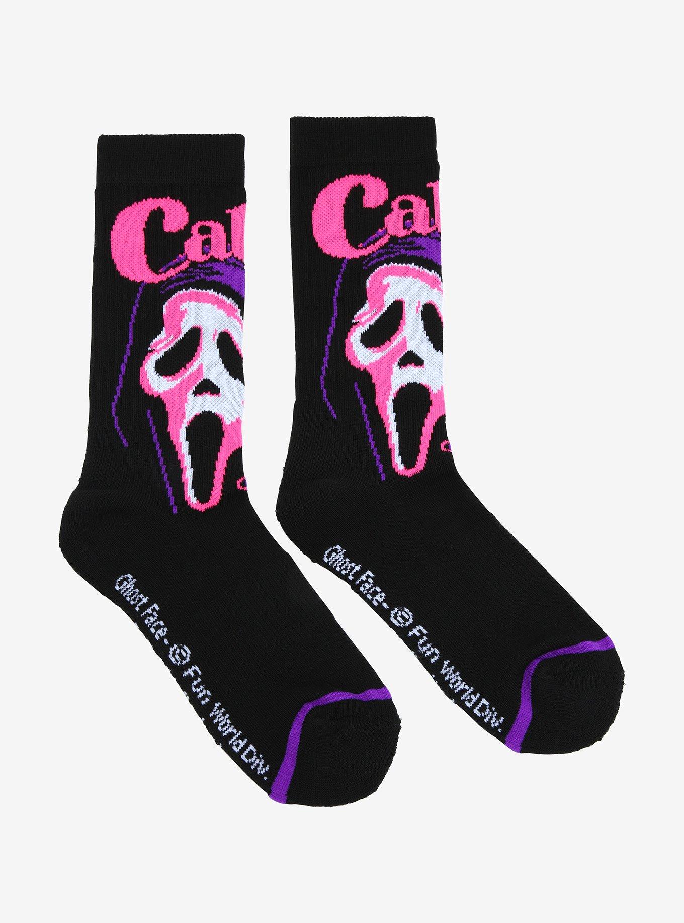 Scream Ghost Face Call Me Neon Crew Socks, , alternate