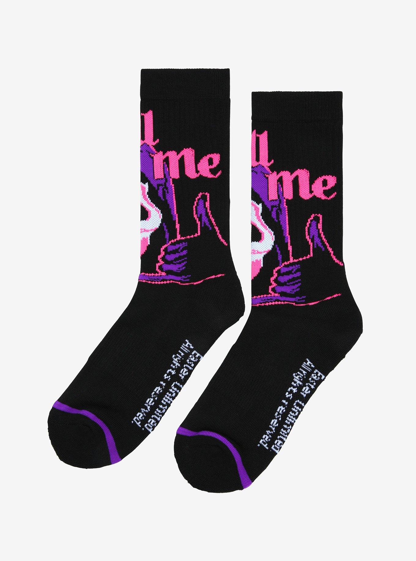 Scream Ghost Face Call Me Neon Crew Socks, , alternate