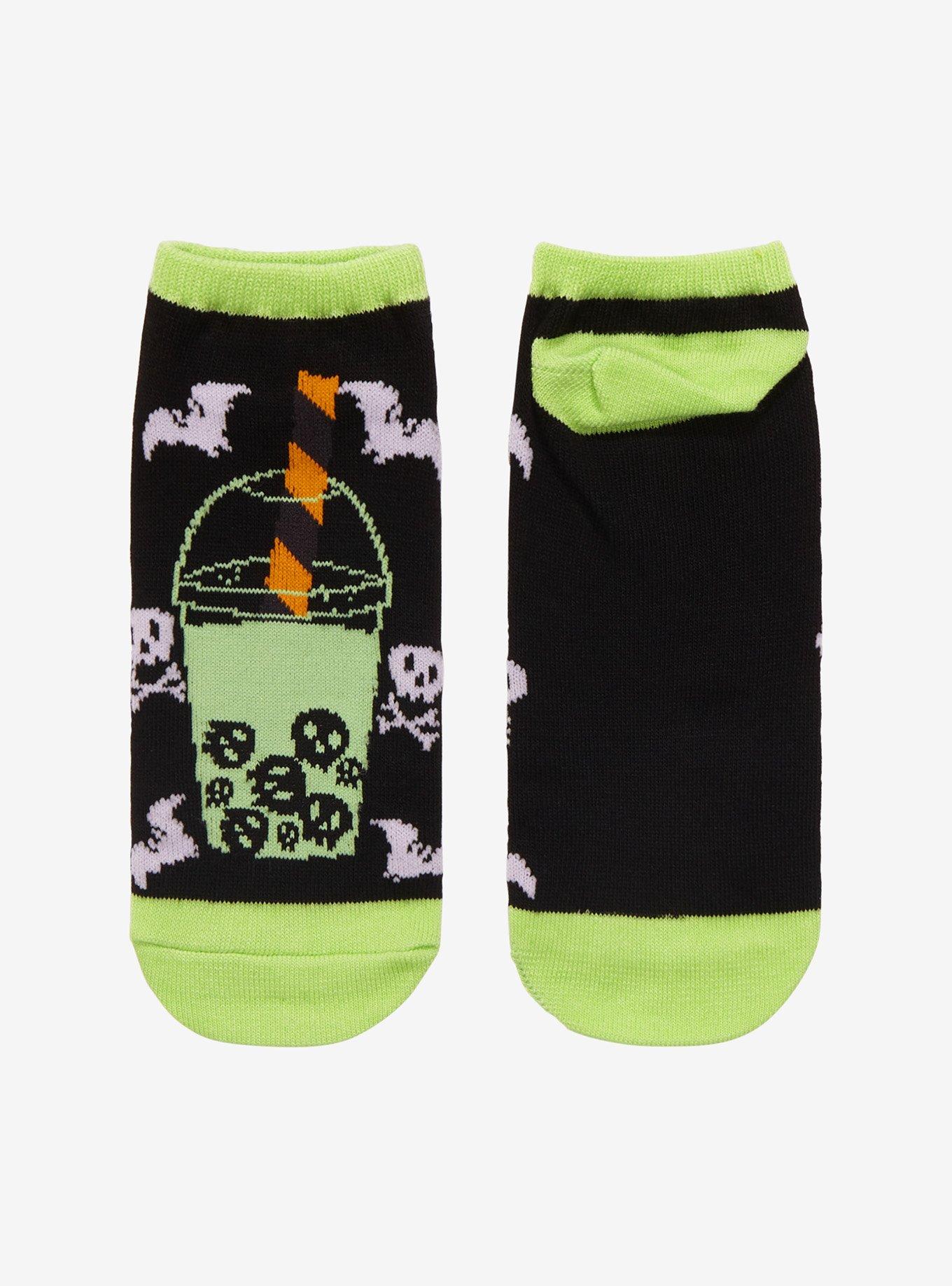 Halloween Skull Boba No-Show Socks, , alternate