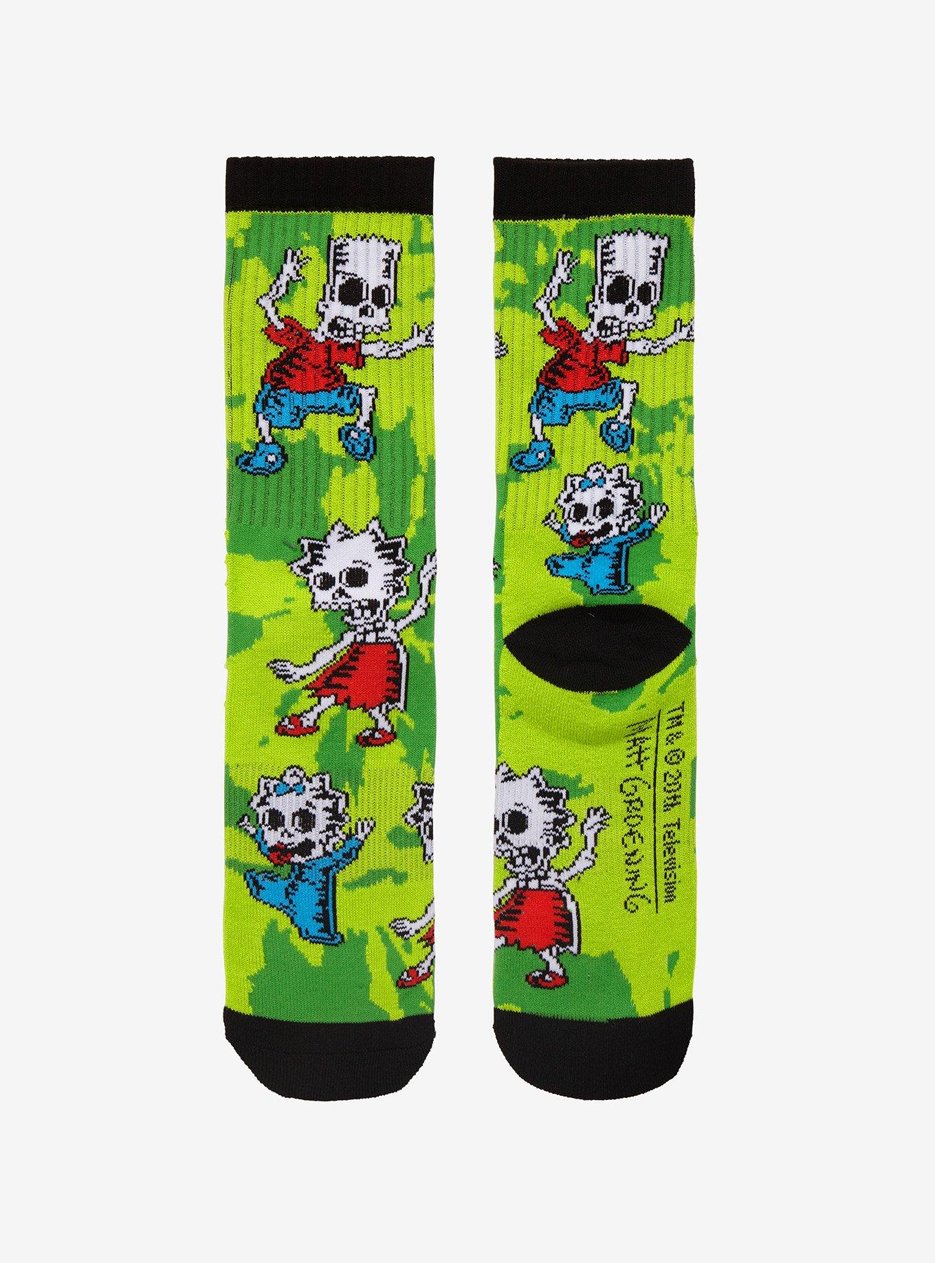 The Simpsons Skeleton Kids Tie-Dye Crew Socks, , alternate