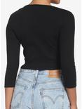 Black Ribbed Girls Crop Long-Sleeve T-Shirt, BLACK, alternate