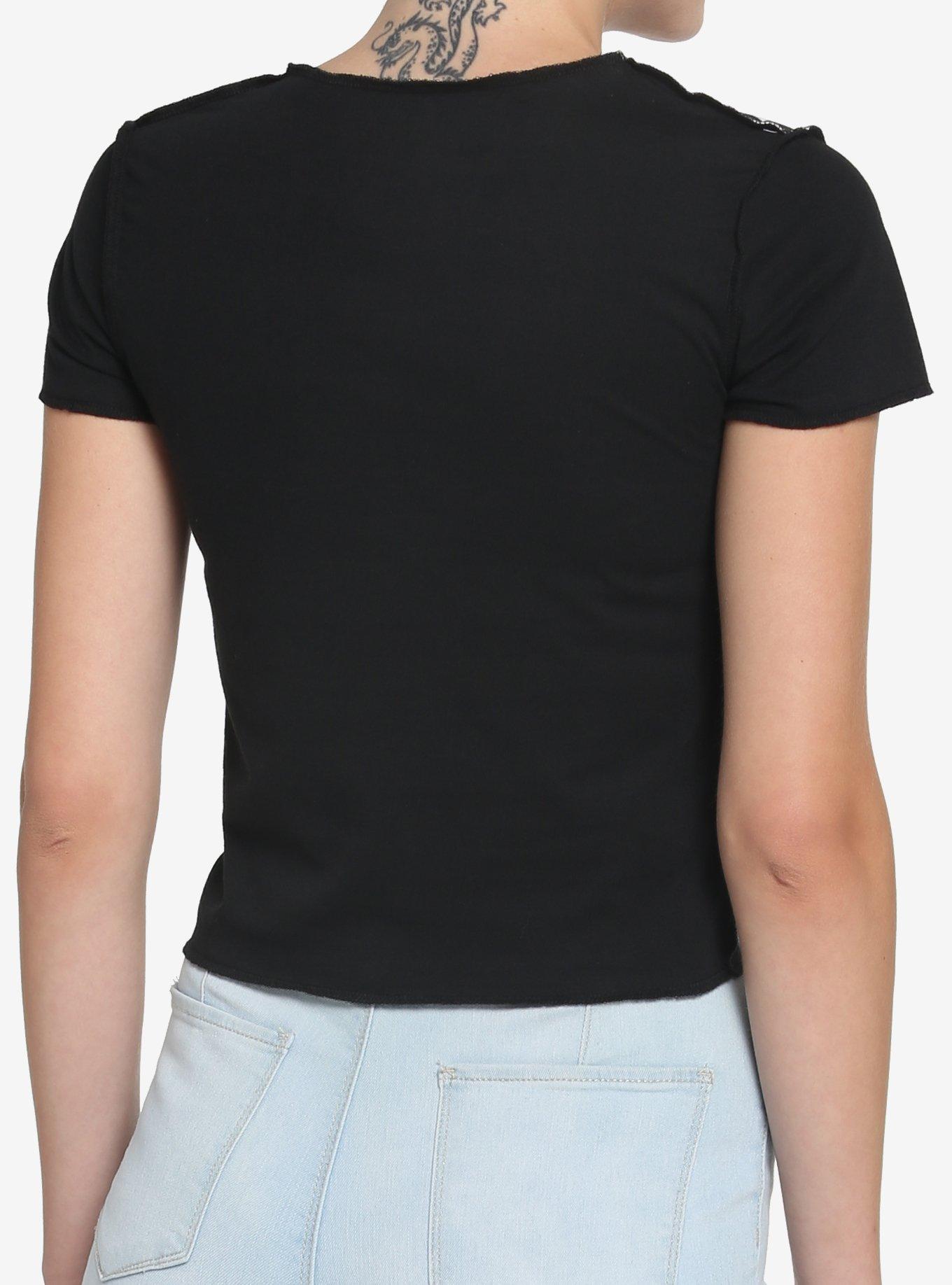 Black & White Checkered Color-Block Girls Baby T-Shirt, BLACK WHITE CHECKER, alternate