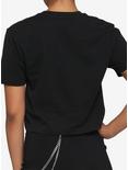 Black Drawstring Girls Crop T-Shirt, BLACK, alternate