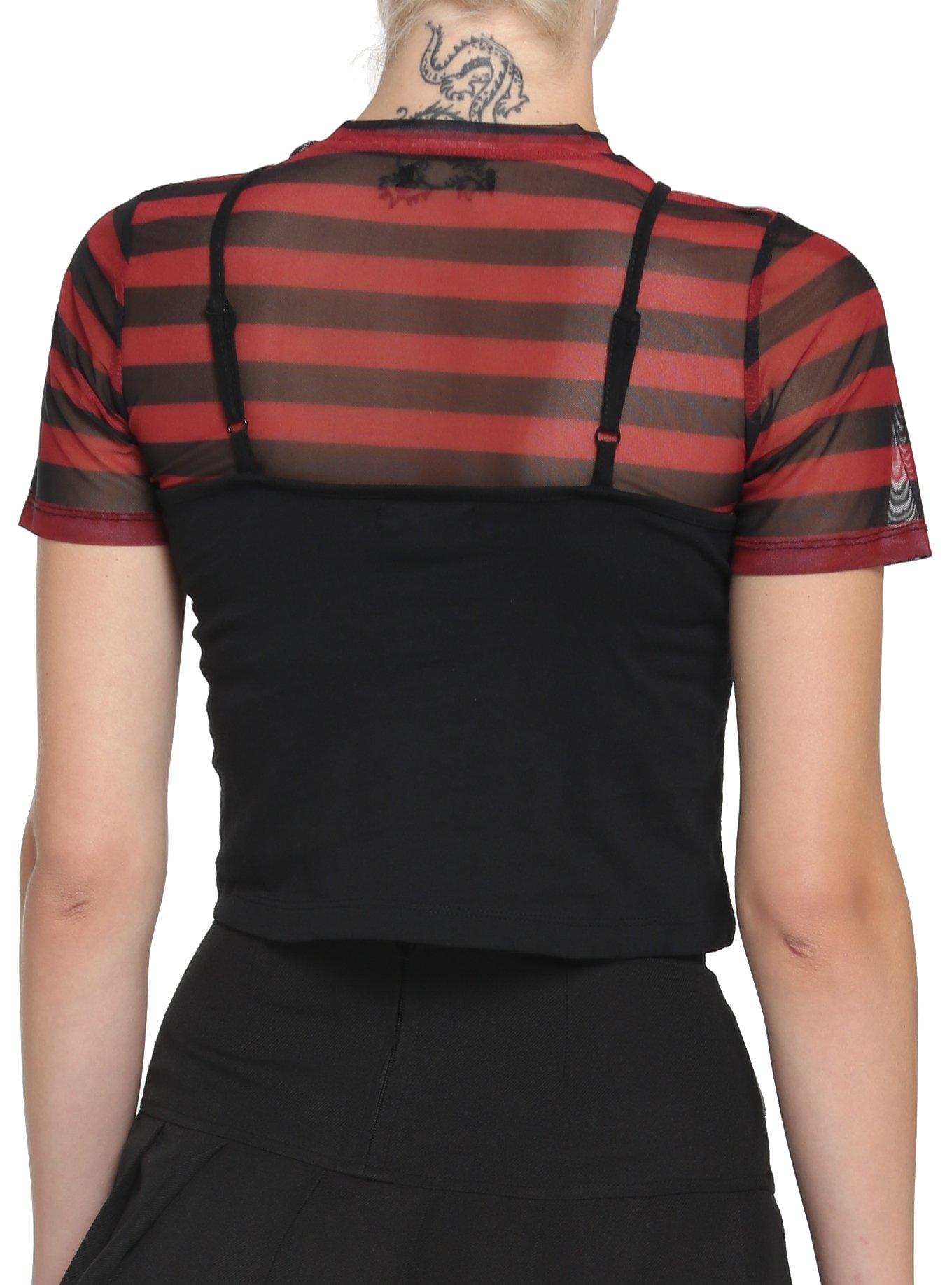 Black & Red Stripe Girls Twofer T-Shirt, STRIPES - RED, alternate - view 3