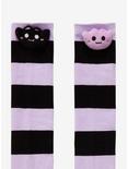 Purple & Black Stripe 3D Bat Knee-High Socks, , alternate