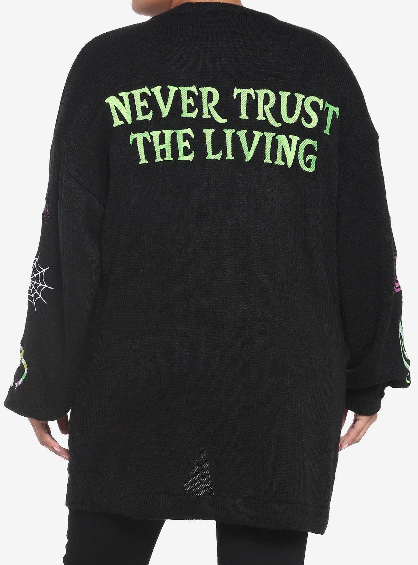 Beetlejuice Never Trust The Living Girls Cardigan Plus Size, MULTI, alternate