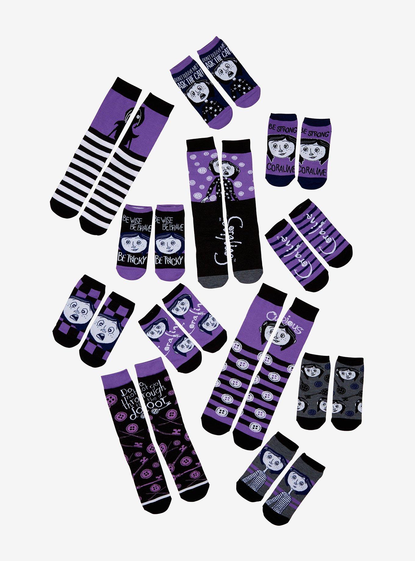 Coraline Dark Purple Sock Set 12 Pair, , alternate