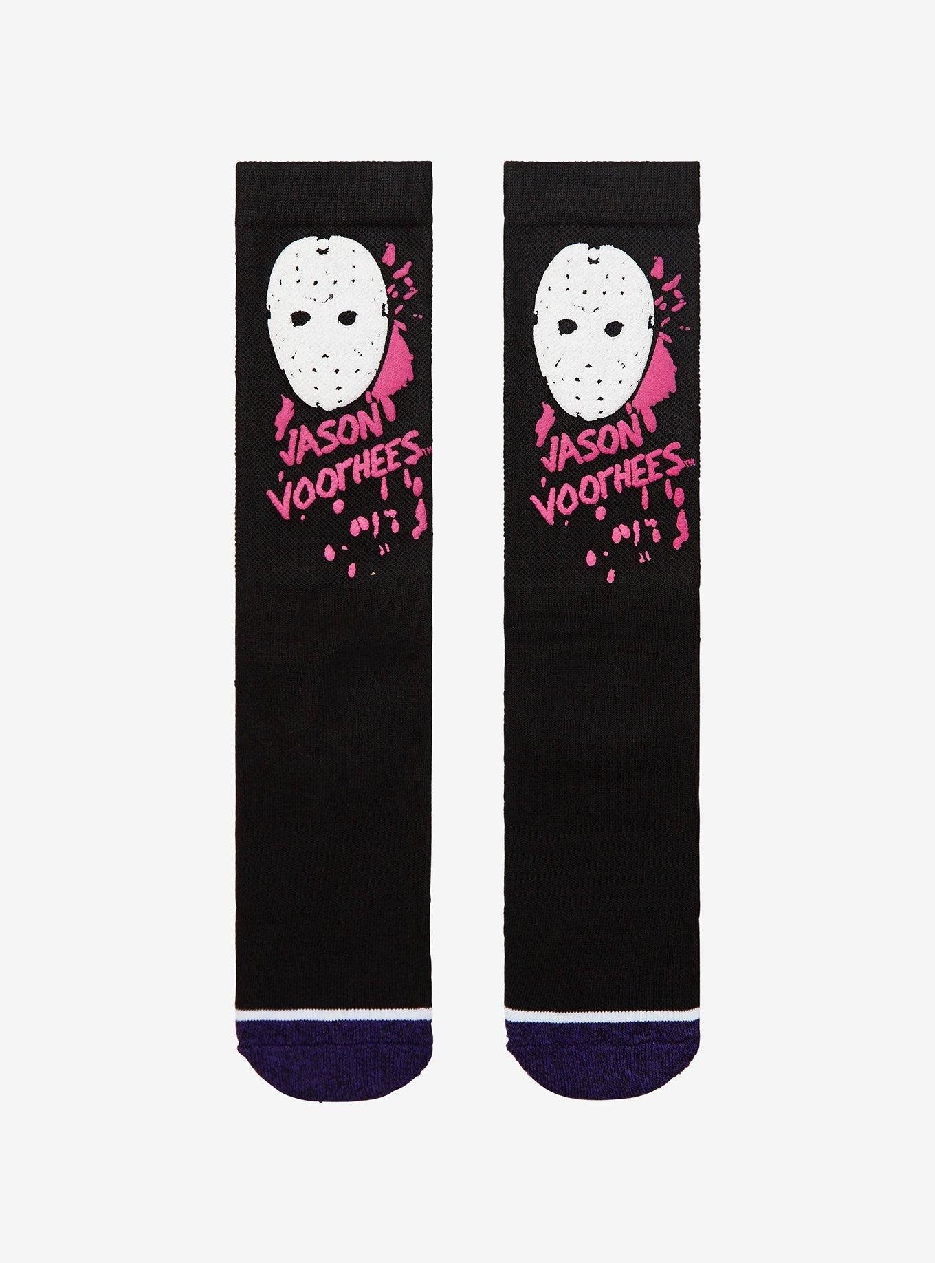 Friday The 13th Pink Splatter Crew Socks, , alternate