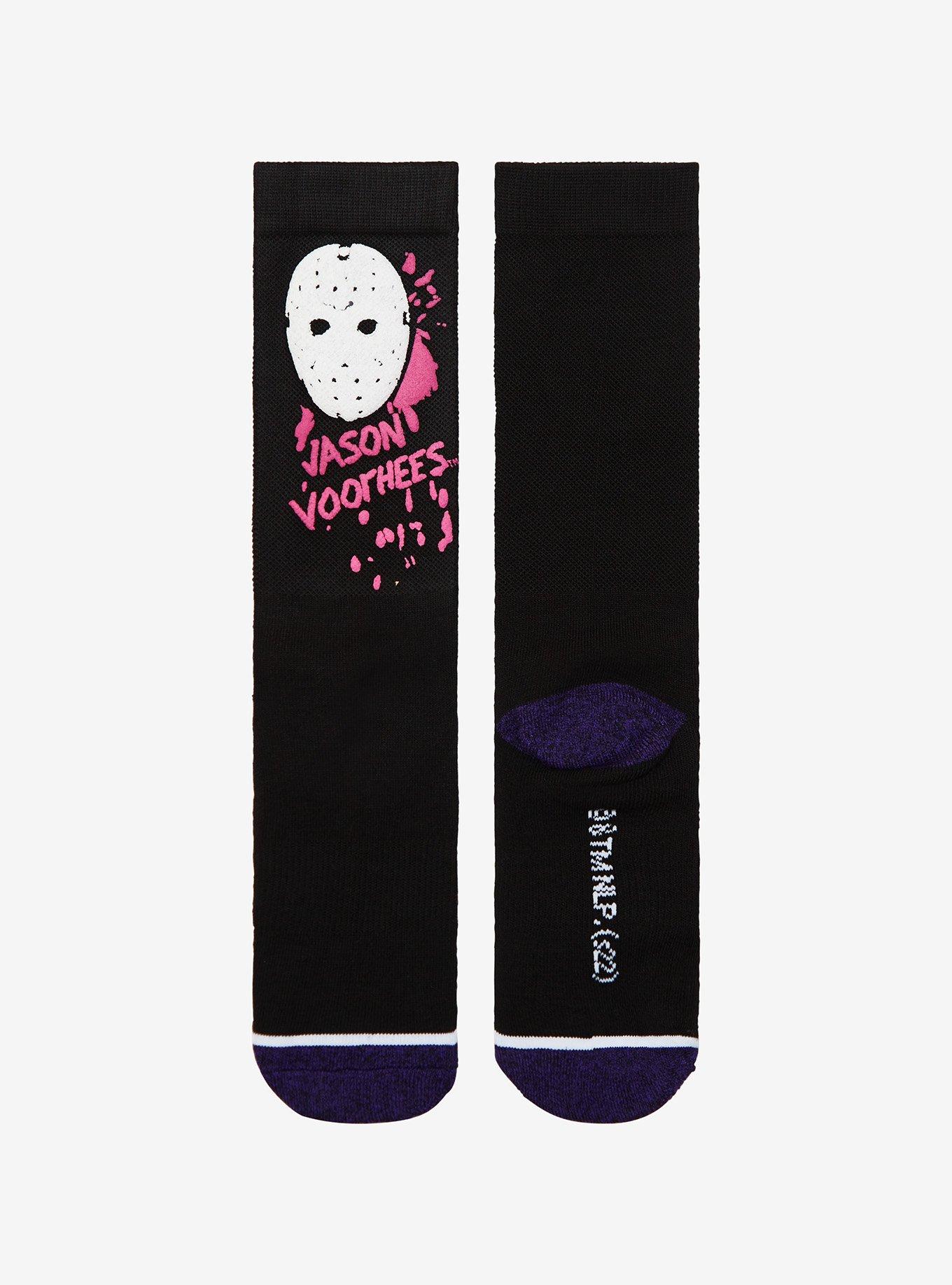 Friday The 13th Pink Splatter Crew Socks, , alternate