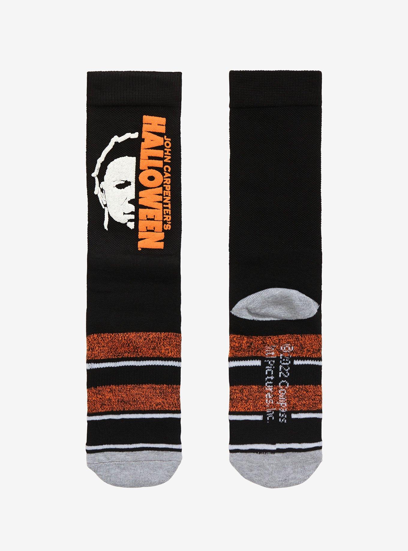 Halloween Michael Meyers Stripe Crew Socks, , alternate
