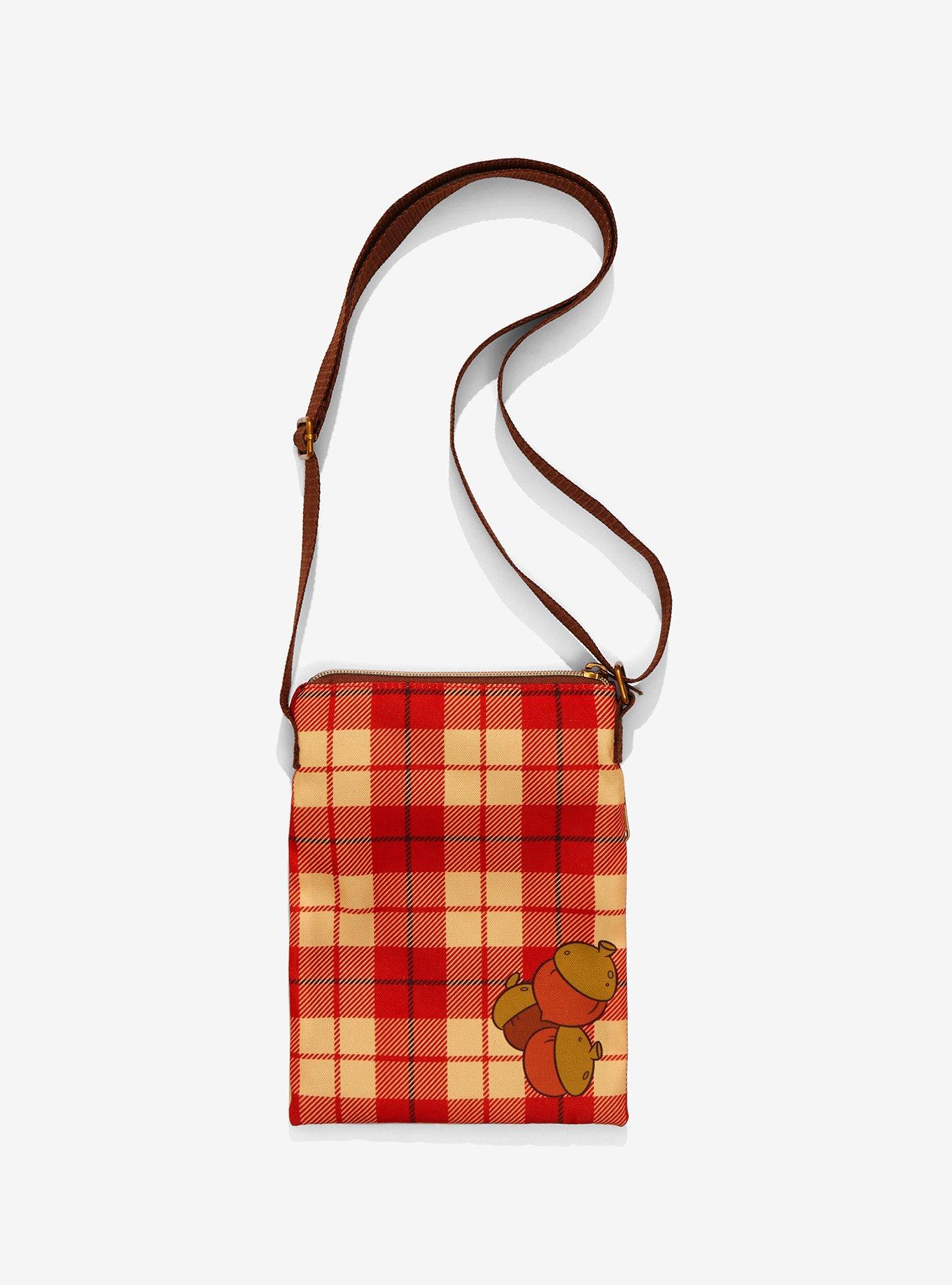 Loungefly Disney Chip 'N' Dale Acorn Plaid Passport Crossbody Bag, , alternate