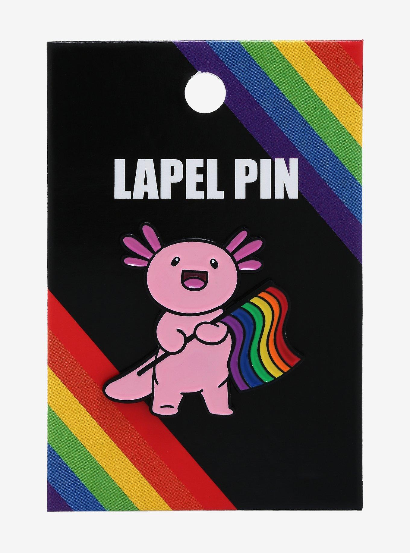 Chibi Axolotl with Pride Flag Enamel Pin - BoxLunch Exclusive , , alternate