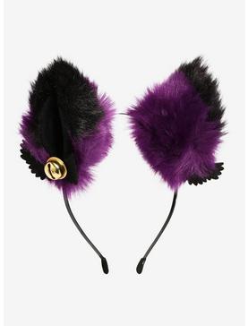 Black & Purple Cat Ear Angel Wing Tips Headband, , hi-res