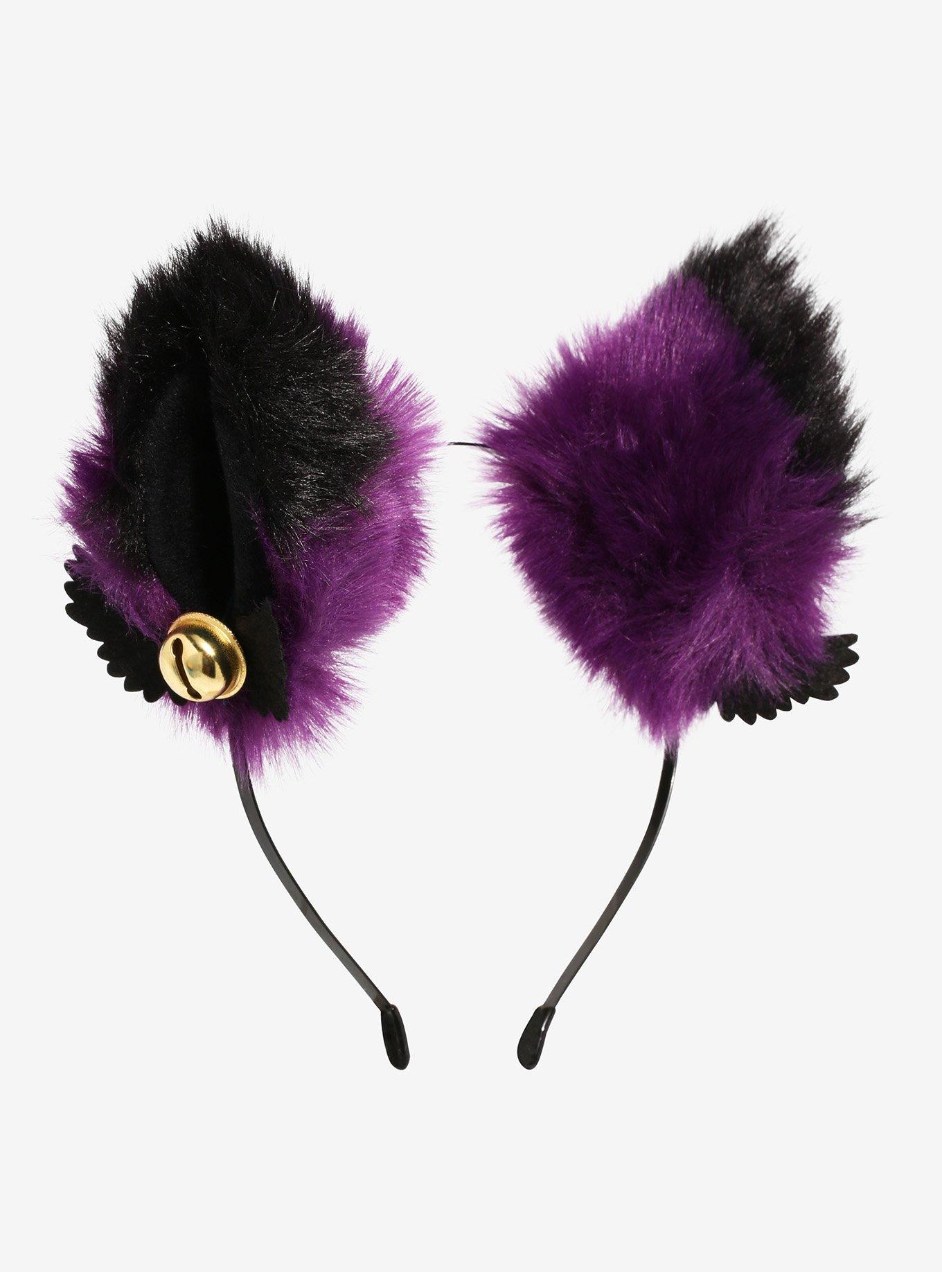 Black & Purple Cat Ear Angel Wing Tips Headband, , alternate