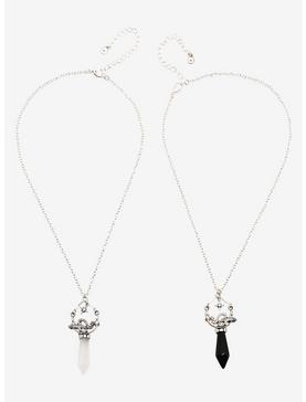 Black & White Crystal Snake Moon Best Friend Necklace Set, , hi-res