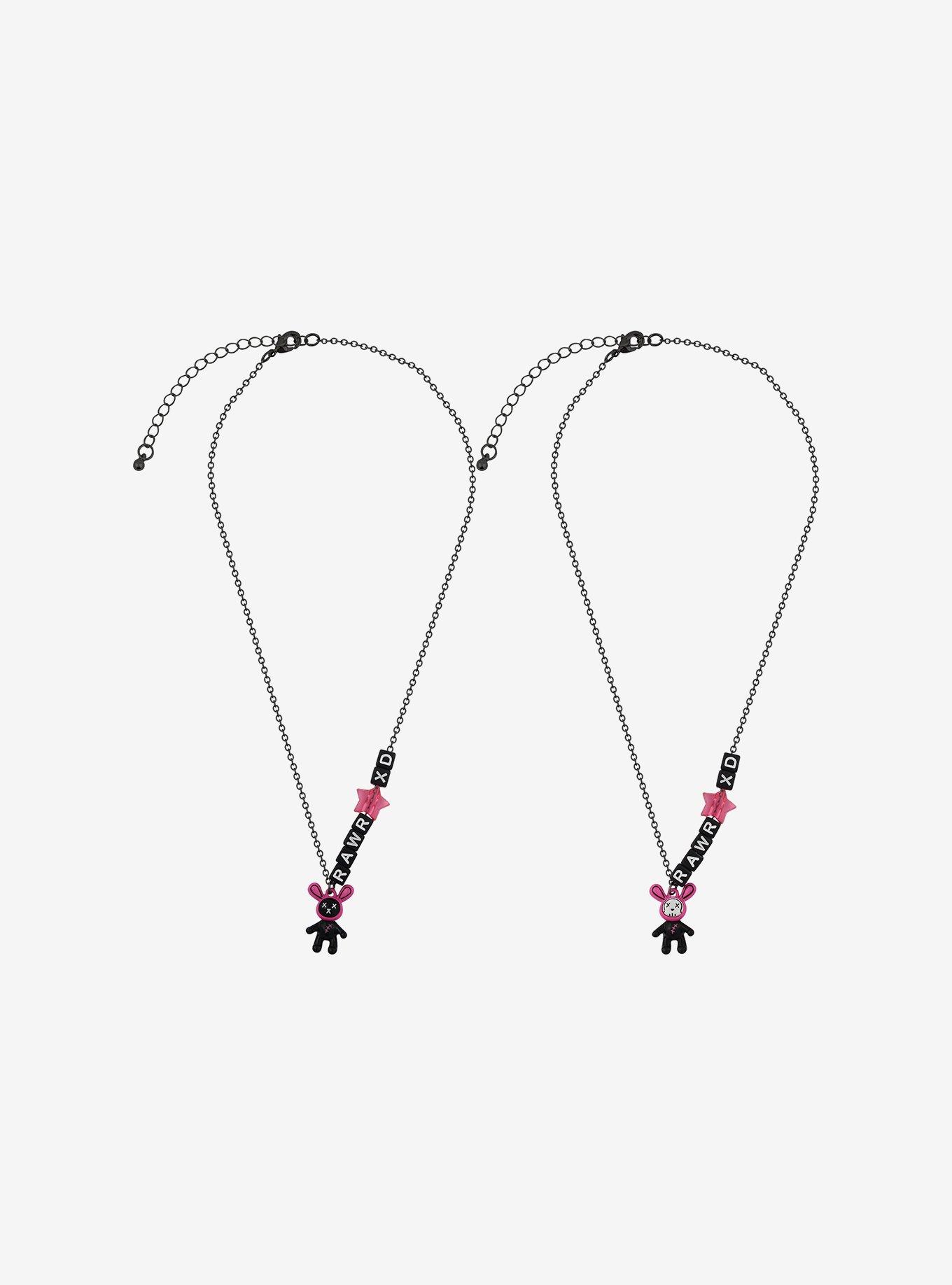 Rawr XD Black & Pink Bunny Best Friend Necklace Set, , alternate